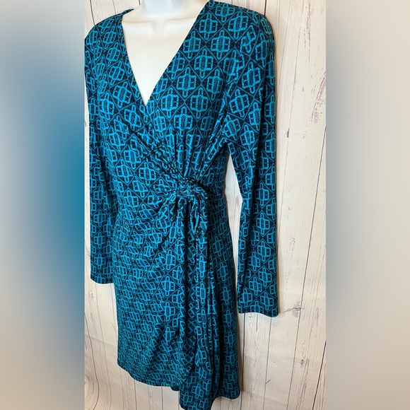 41 Hawthorn Stitch Fix Dress Womens Large Blue Julie Knit Faux Wrap Long Sleeve - Picture 3 of 8